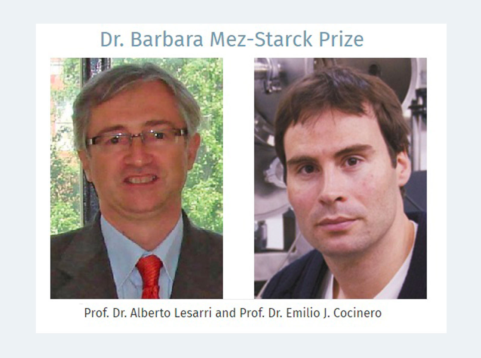 El expresidente del JIQ, Emilio J. Cocinero, premiado con el International Dr. Barbara Mez-Starck Prize
